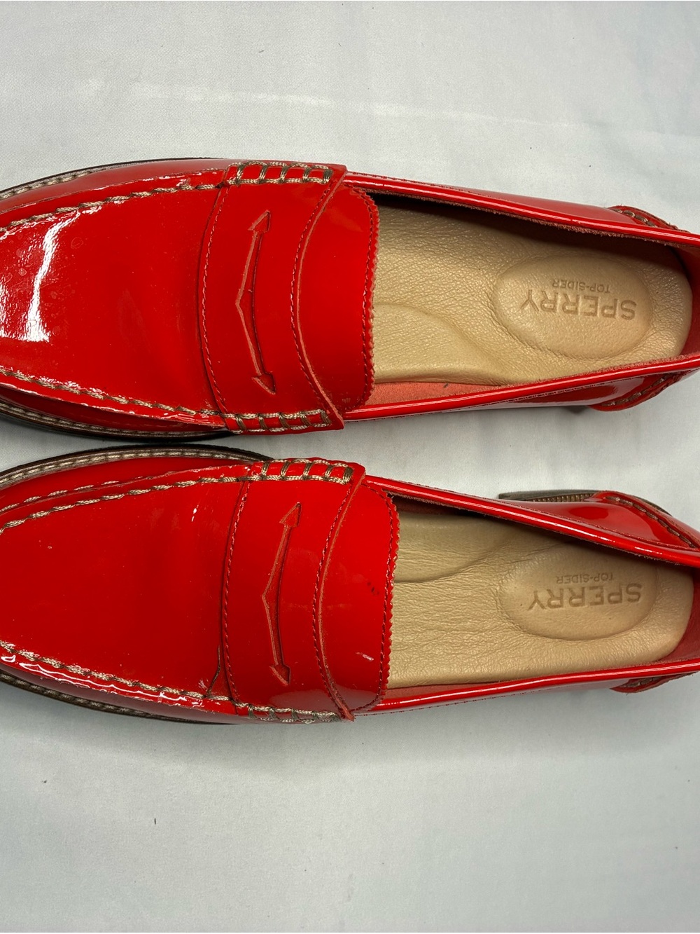 Sperry Top-Sider Women’s Size 7.5 Red Patent Leather Slip-On Loafer Flats